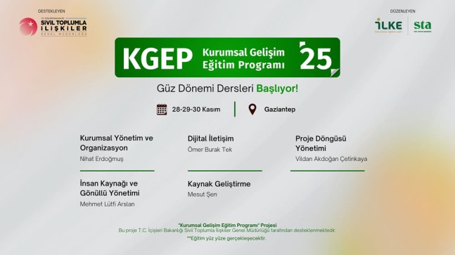 STK’lara ücretsiz eğitim: Kurumsal Gelişim Programı Gaziantep’te