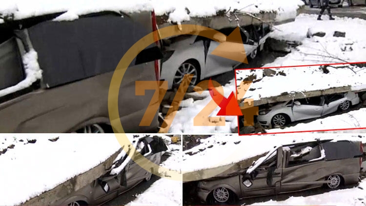 Kağıthane’de korku dolu anlar! İstinat duvarı 4 aracın üzerine çöktü