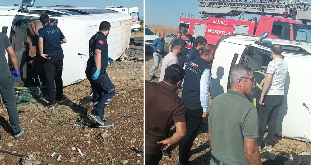 Adıyaman'ın Samsat İlçesinde Minibüsün Devrilmesi Sonucu 12 Kişi Yaralandı